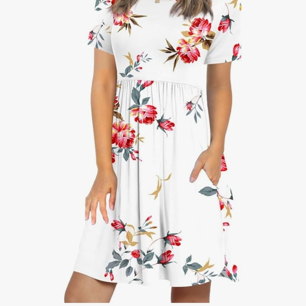 Floral Print White Dress